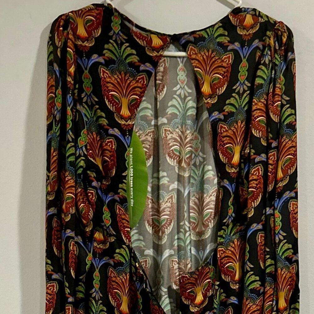 NWT Farm Rio black boho panther lenzing™ ecovero™ viscose mini dress Size M - Picture 7 of 10